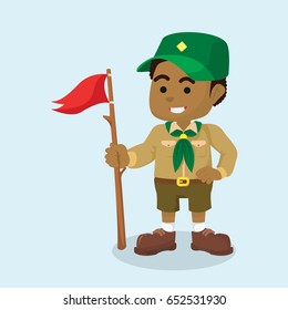 african boy scout with flag