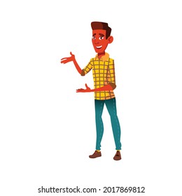 african boy student showing campus family cartoon vector. african boy student showing campus family character. isolated flat cartoon illustration