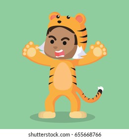 African Boy In Tiger Costume