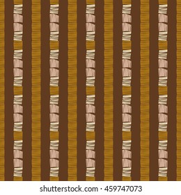 African brown striped seamless pattern. Hand drawn vector background.