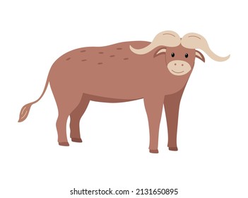 African buffalo cute cartoon vector illustration isolated on white