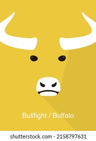 African Buffalo face flat icon design, vector illustration