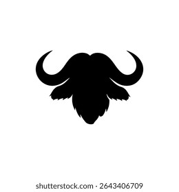 Cabeça de búfalo africano, face silhueta vetor ilustração plana sobre fundo branco.