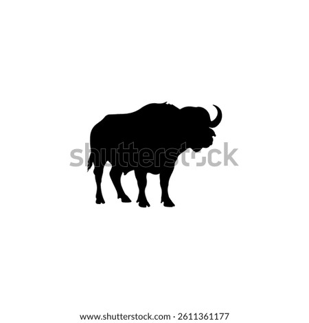 African buffalo silhouette icon vector flat design.