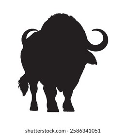 African Buffalo Silhouette for Nature and Wildlife Prints - Buffalo Vector - Buffalo Illustration
