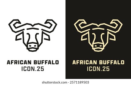 African Buffalo stylized head geometric line icon