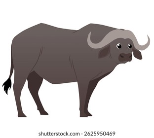 African buffalo vector in flat illustration style.