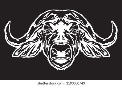 African bull face vector iilustration in hand drawn style, perfect for tshirt and mascot design