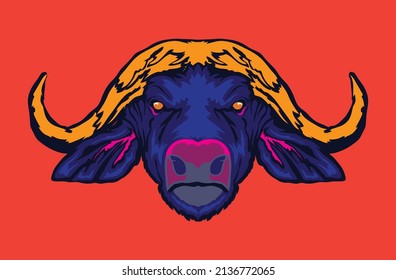 African bull face vector illustration in decorative design, perfect for tshirt design and mascot logo