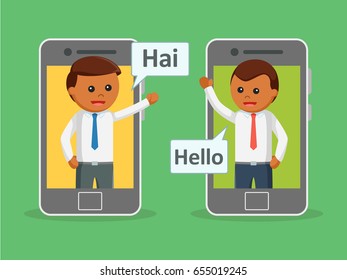 african Business man video calling from smartphone