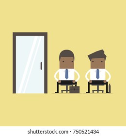 African business people waiting for job interview, recruitment. vector