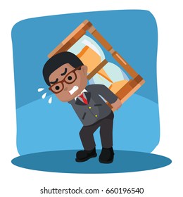 african businessman carrying giant hourglass