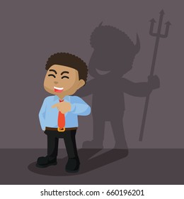 african businessman devil shadow