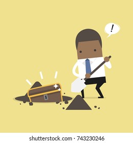 African businessman digging ground for a treasure. vector