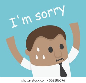 African Businessman hand up shock and says i am sorry illustration