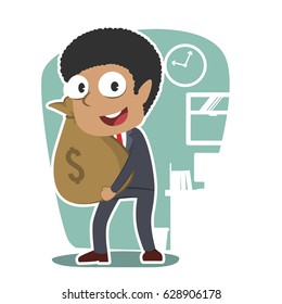 african businessman holding money sack