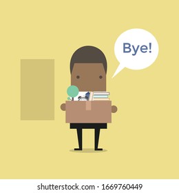 African businessman leaving his job and say Goodbye.