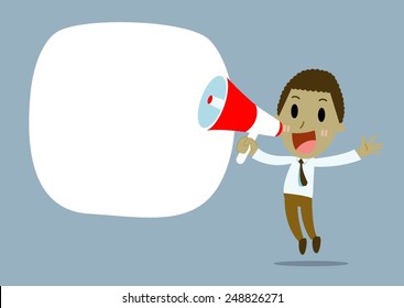 african Businessman with megaphone advertising , promotion marketing concept