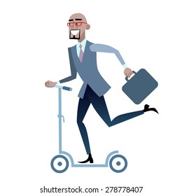 African businessman on a scooter a healthy lifestyle. Business and sport transport ecology