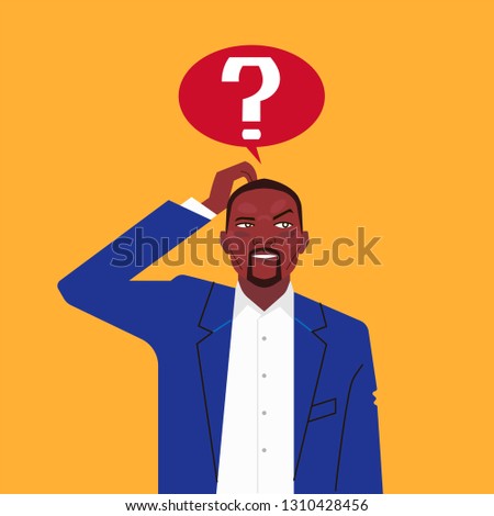 African businessman with question mark