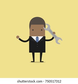 African businessman with a spanner. vector