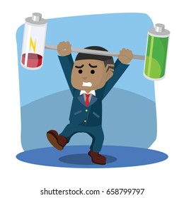 african businessman unbalanced battery
