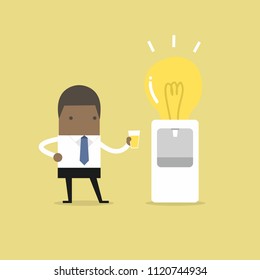 African businessman wants to drink idea from water bulb cooler.
