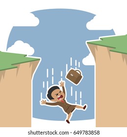 african businesswoman fall from cliff