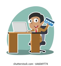 african businesswoman with laptop and credit card
