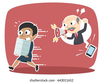 african businesswoman panic got phone call from her boss