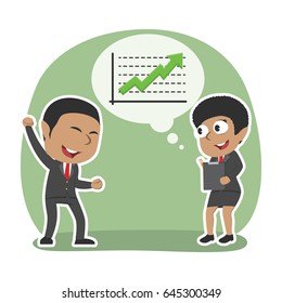 african businesswoman presenting up graph to her boss