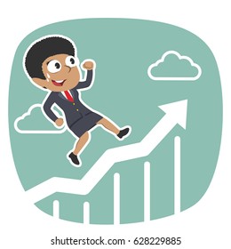 african businesswoman running on raising graphic