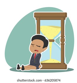 african businesswoman is sleeping on hourglass