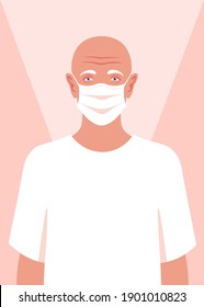 African Cancer Patient With A Medical Face  Mask. Coronavirus Therapy.