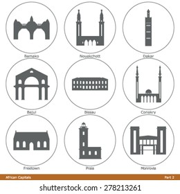 African Capitals. Icon Set (Part 2)