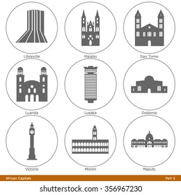 African Capitals. Icon Set (Part 5)