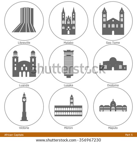 African Capitals. Icon Set (Part 5)