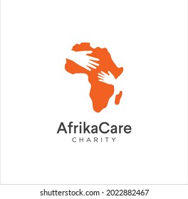 African charity logo with helping hand symbol. africa care And Foundation non profit logo template vector illustration icon element isolated