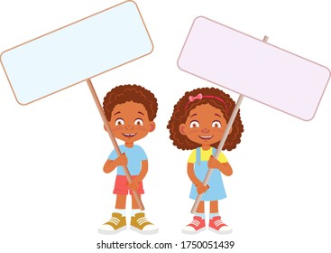 African Child holding banner. Vector illustration