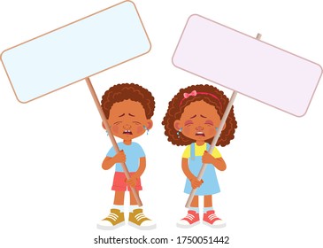 African Child holding banner. Vector illustration