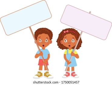 African Child holding banner. Vector illustration