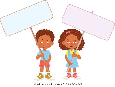 African Child holding banner. Vector illustration