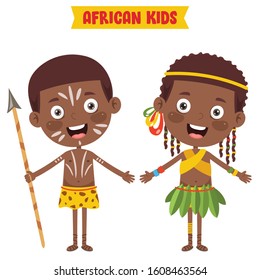 African Children Wearing Traditional Clothes