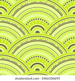 African circle elements embroidery vector seamless pattern. Oriental motifs paisley repeating geometry. South african ethnic circle mandala elements seamless geometric pattern.