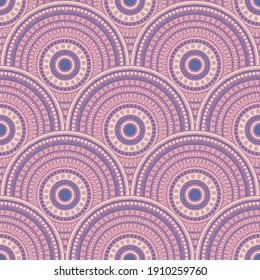 African circular shapes textile ornament vector seamless pattern. Ethnic motifs colorful repeating geometry. South african folk overlapping circular shapes seamless geometric pattern.
