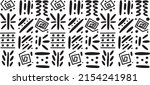 African clash ethnic tribal seamless pattern background. Vector black and white square repeat lines backdrop for Black History Month, Juneteenth, Kwanzaa print, banner, wallpaper.