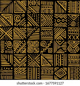 African clash vector seamless pattern in ethnic tribal style. Can be printed and used as wrapping paper, wallpaper, textile, fabric, apparel, etc. svg