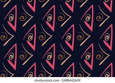 African clash vector seamless pattern in ethnic tribal style. Can be printed and used as wrapping paper, wallpaper, textile, fabric, apparel, etc.