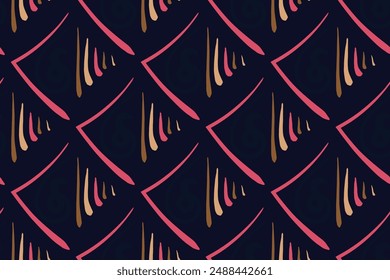 African clash vector seamless pattern in ethnic tribal style. Can be printed and used as wrapping paper, wallpaper, textile, fabric, apparel, etc.