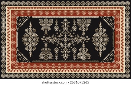 African cloth rug Bohemian geometric.
